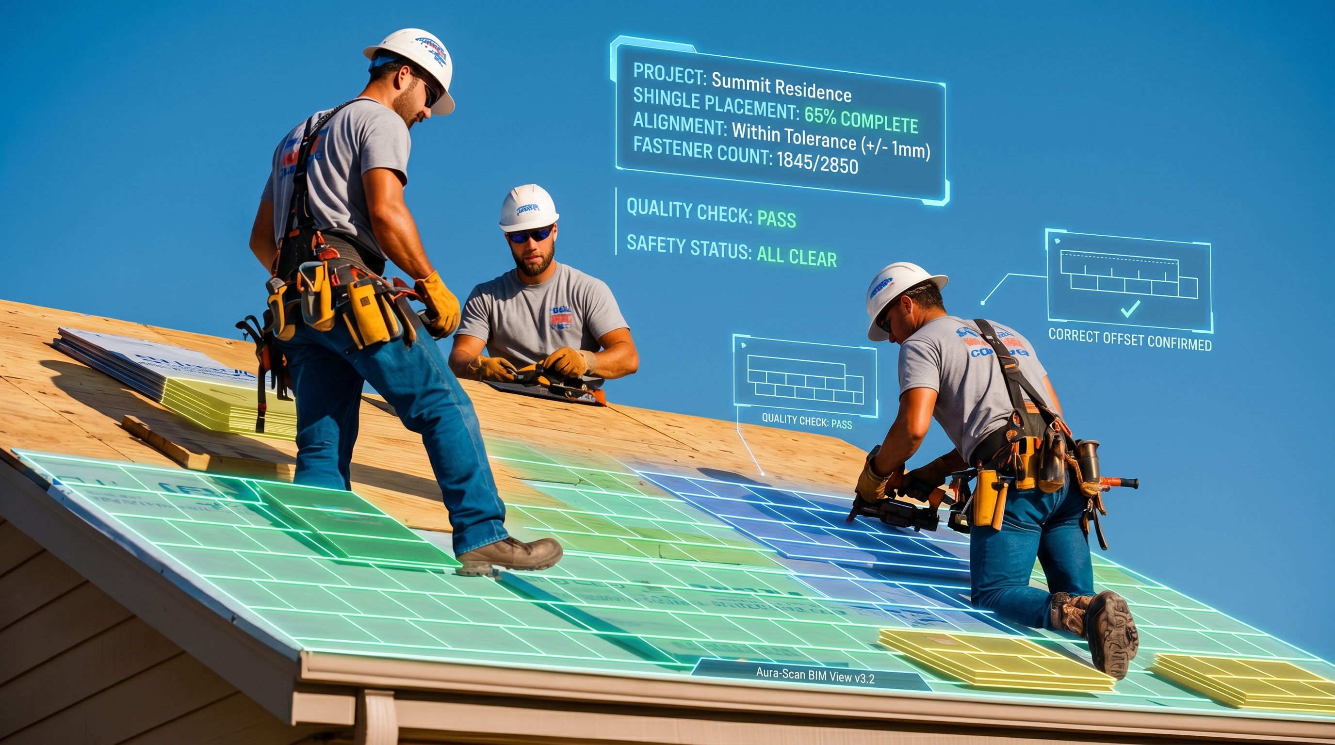Roofing project with digital overlay and quality check data