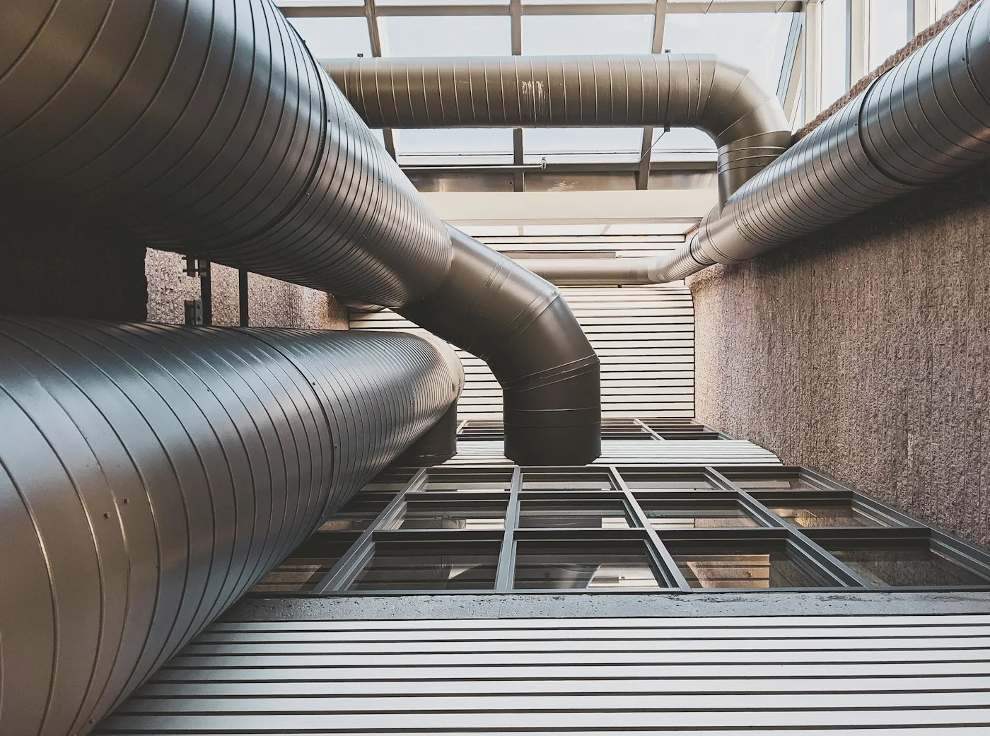 Metal HVAC ventilation ductwork detail